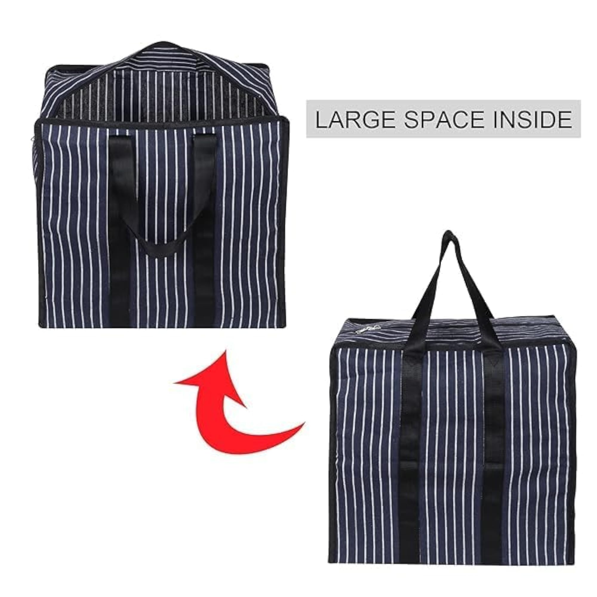 New Large Striped Tote Bag, Black and White